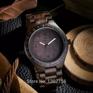 Uwood Black Sandal Mens Wood Watch Clas
